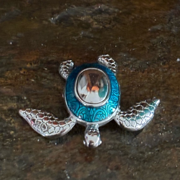 Charming Silver Turtle with Teal Shell! - Picture 5 of 5
